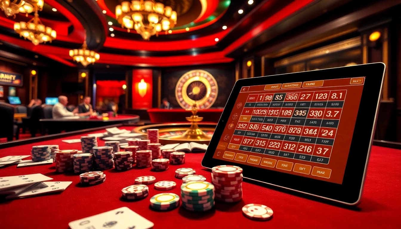 Players enjoying various games at a stylish casino, emphasizing https://gamebaidoithuong.coffee/ while placing bets and strategizing.