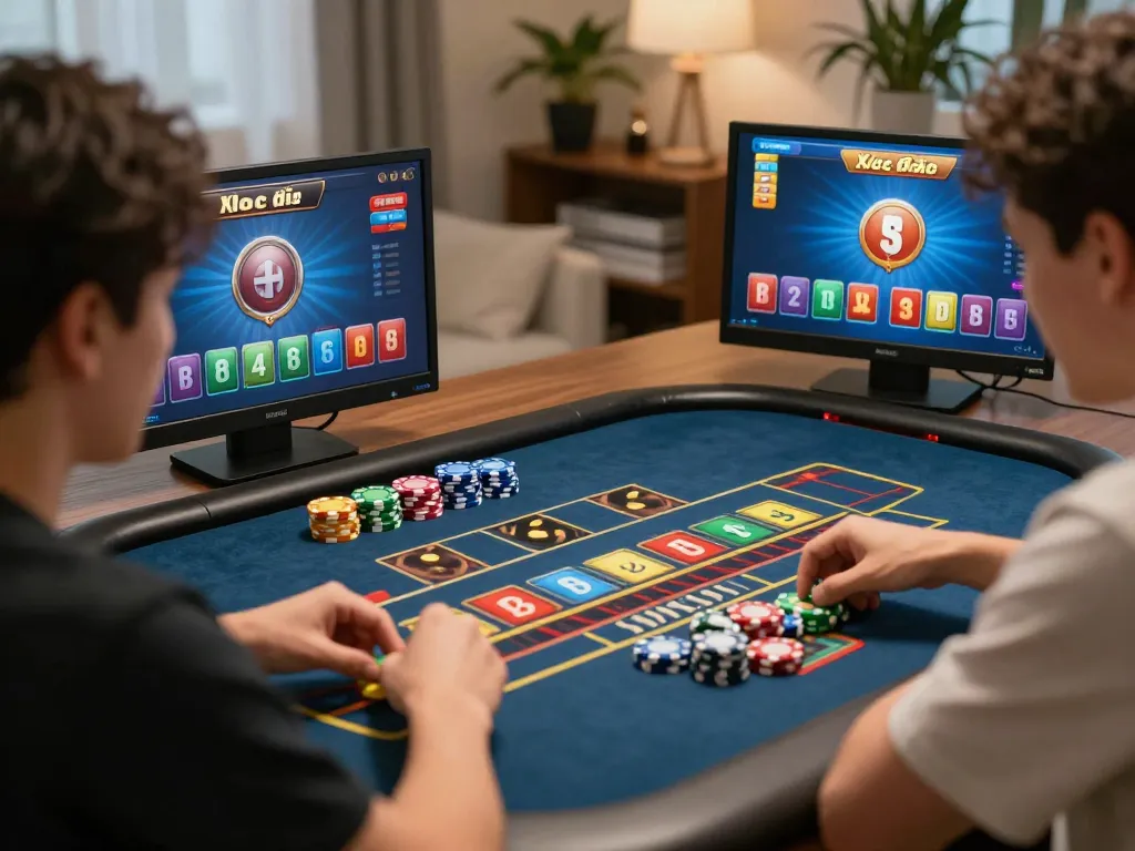 Xóc đĩa online gameplay with players placing dynamic bets and engaging in thrilling sessions.