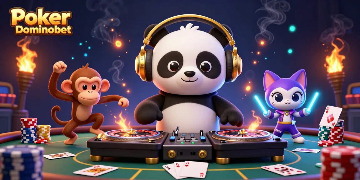 Engage in Poker Online Dominobet with vibrant characters and dynamic poker elements.