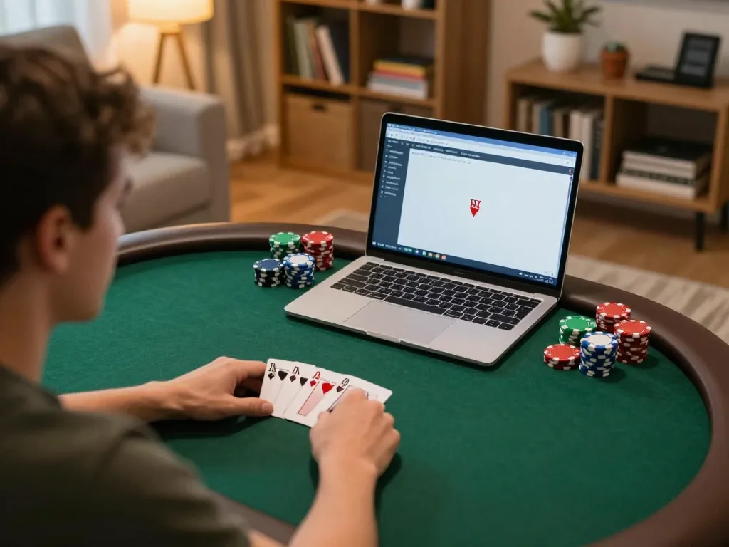 Experience thrilling online poker action at nhà cái uu88, showcasing strategic gameplay in a homely setting.