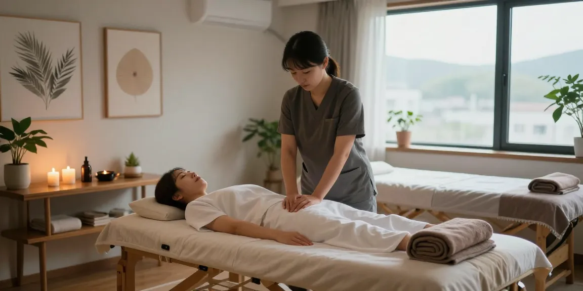Experience soothing 종로출장마사지 in a peaceful wellness setting with a therapist preparing for a relaxing session.