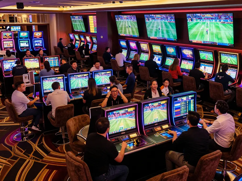 Engaged sports betting fans watching live games in hk's premier casino