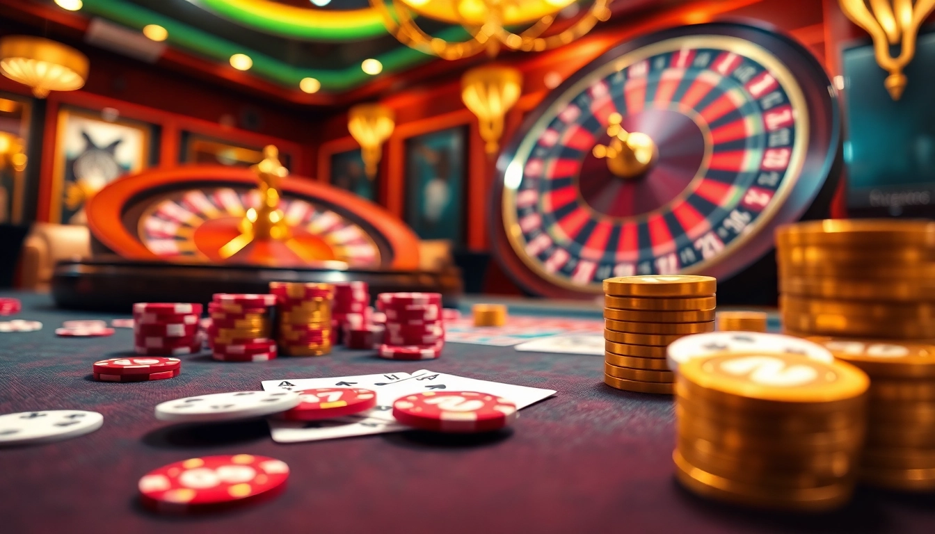 Exciting casino scene featuring poker, roulette, and the allure of https://thabet77.sa.com/ with high-stakes action.
