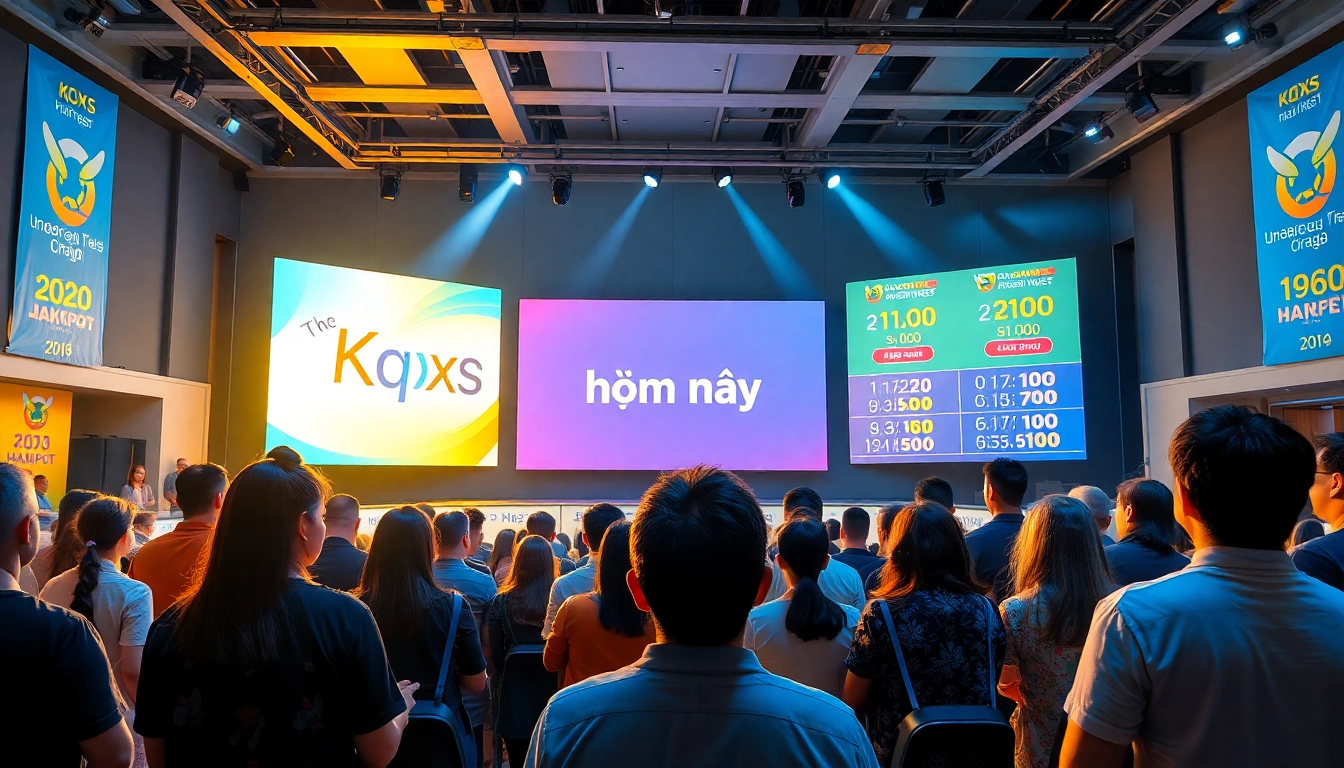 Kqxs hôm nay live draw scene showcasing excitement and diverse audience.