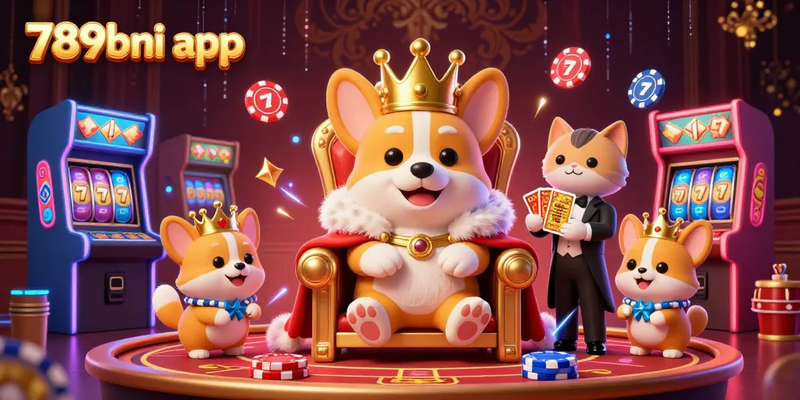 Terlibat dengan suasana aplikasi 789bni yang cerah menampilkan corgi kerajaan dan permainan kasino untuk pengalaman yang menarik.