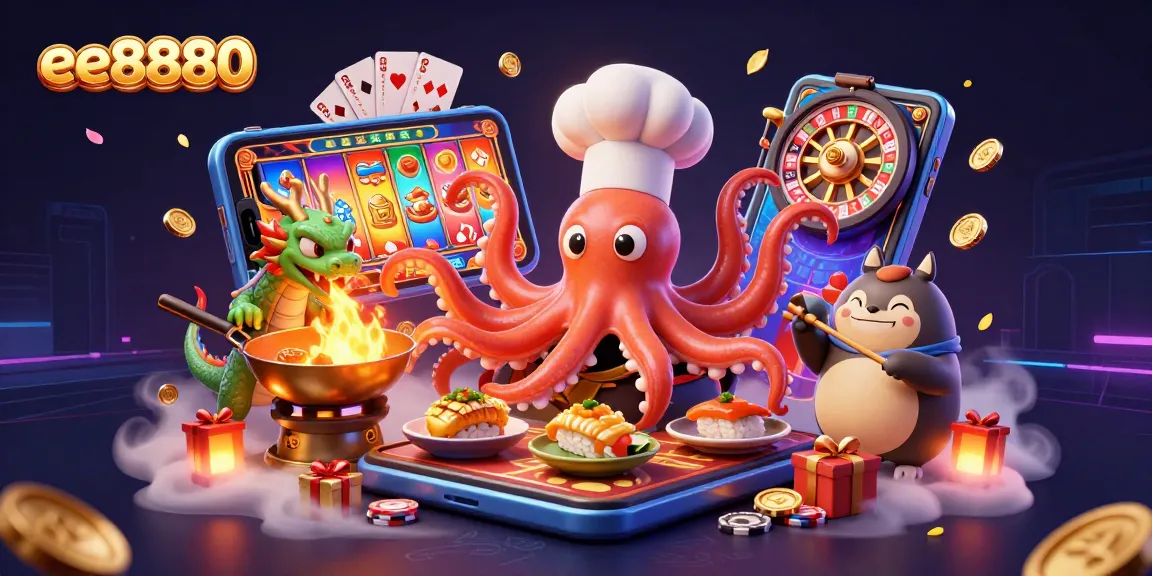 Spin the reels with ee8880’s vibrant casino illustration showcasing thrilling game elements and dynamic characters.