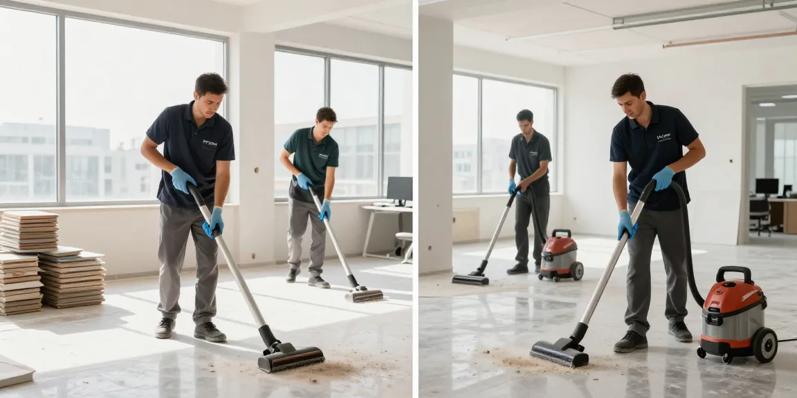 Expert cleaning in newly built office showcasing bauendreinigung preis for pristine results.