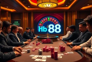 Thrilling casino moment at a poker table with Hb 88 prominently displayed.