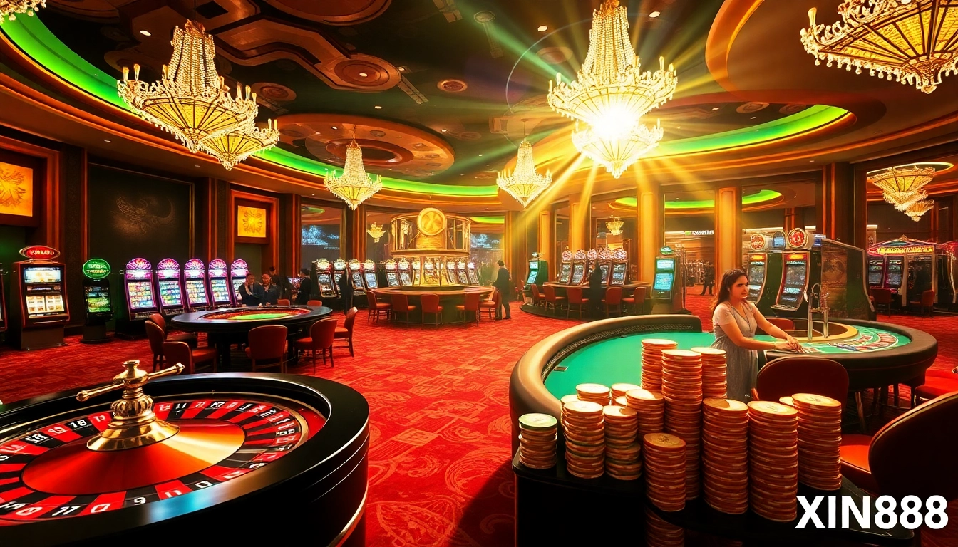 Exciting action at Nhà Cái XIN88 casino with vibrant games and players enjoying the thrill of gambling.