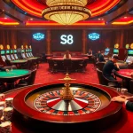 Experience the thrill of gambling at Trang chủ S8 with vibrant casino tables and excited players.