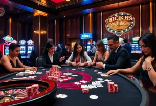 Players thrill at the HD BET gaming table in a luxurious casino setting, showcasing strategy and excitement.