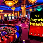 Gamble strategically with the app haywin on a vibrant casino floor surrounded by roulette and poker action.