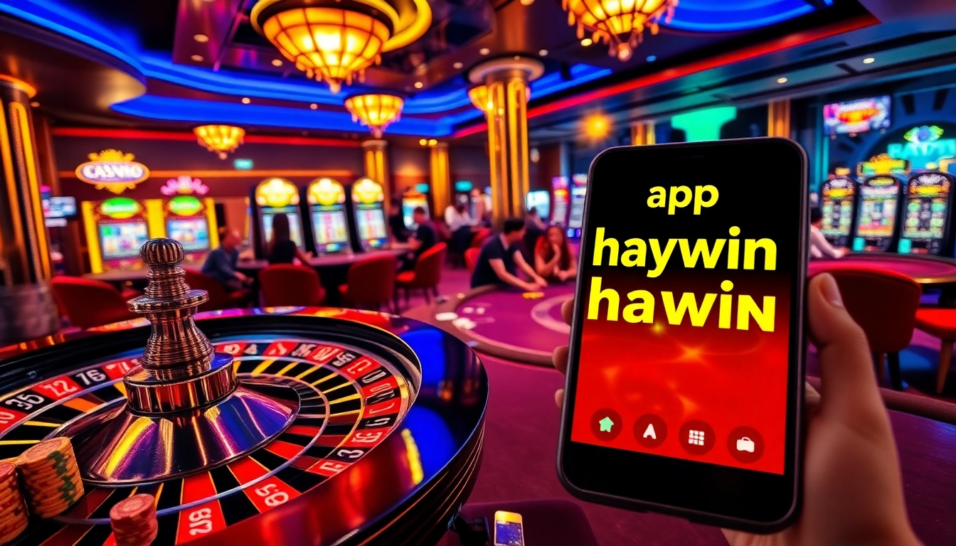 Gamble strategically with the app haywin on a vibrant casino floor surrounded by roulette and poker action.