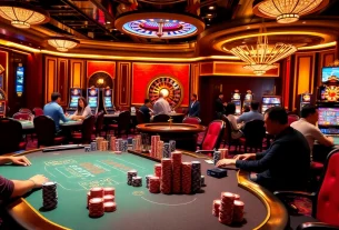 Experience the thrill at Nền Tảng RR88's luxurious casino games with vibrant tables, poker chips, and digital betting.