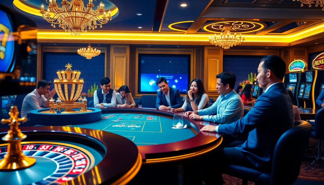 Players enjoying an immersive gaming experience at https://mm88.observer/ with vibrant casino elements.
