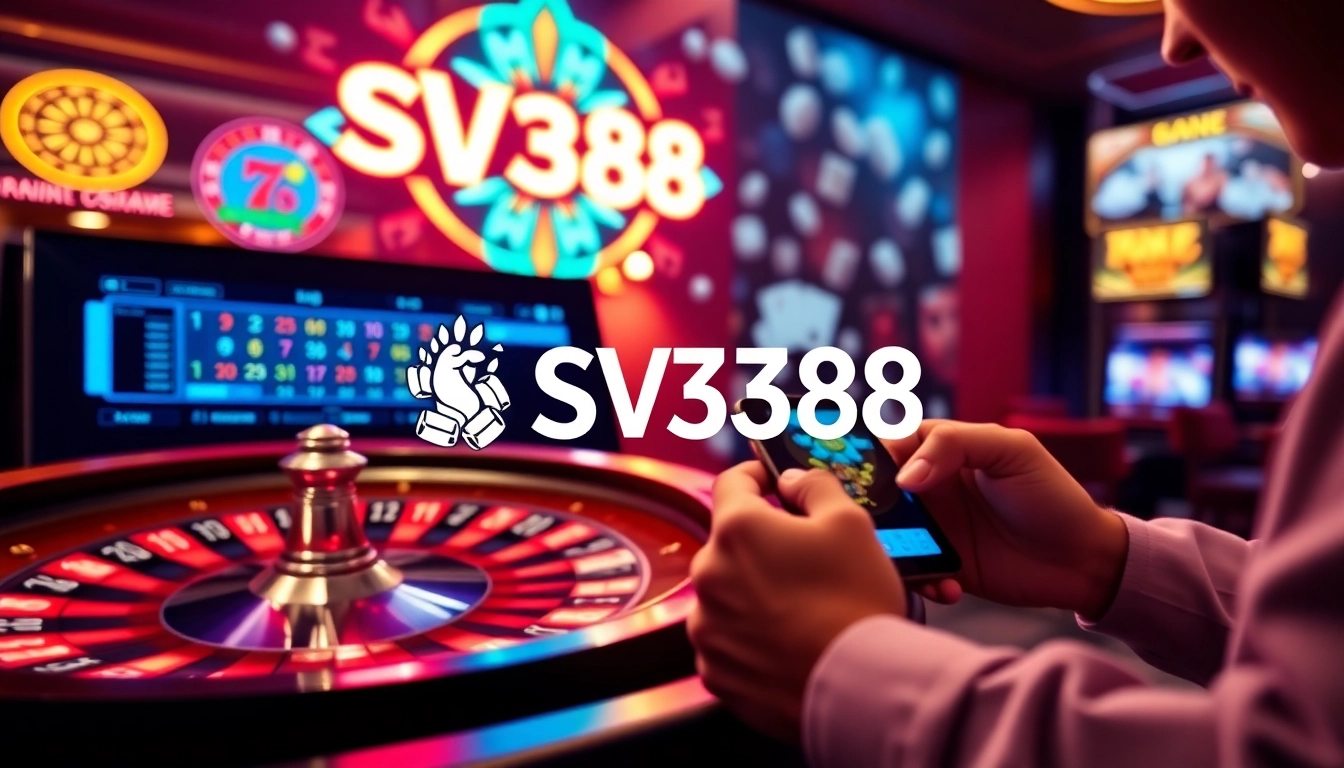 Experience the thrill of gambling with SV368's modern interface and vibrant casino elements.