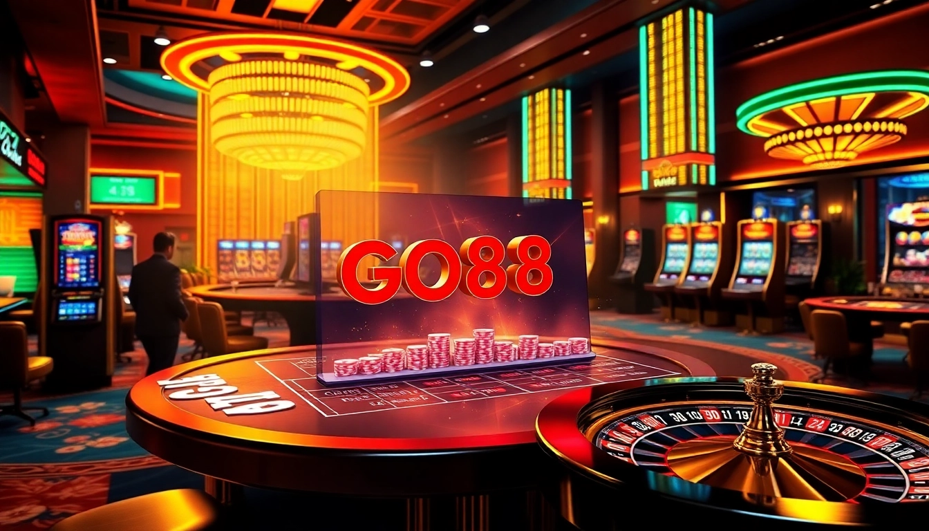 Experience the excitement of Trang Chủ GO88, showcasing vibrant casino gaming visuals.