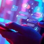 Engaging close-up of a user interacting with the Crushon AI chatbot interface, showcasing innovation.