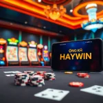 Experience thrilling gaming with ĐĂNG KÝ HAYWIN featuring casino tables, poker chips, and slots.