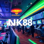 Engaging online gambling scene featuring Link NK88 app with digital games and vibrant colors.