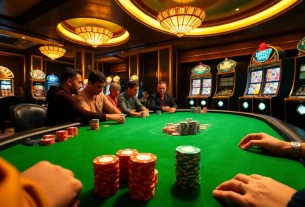 SX88 poker table with vibrant chips, thrilling gameplay, and winning atmosphere at the casino.