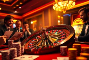 Engaged players experiencing the thrill of Luck8 at a vibrant casino table.