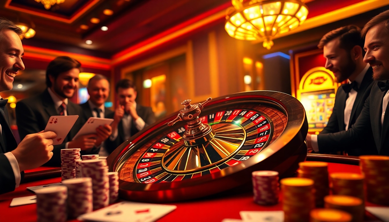 Engaged players experiencing the thrill of Luck8 at a vibrant casino table.