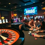 Experience thrilling casino action with RR88's vibrant roulette and poker gameplay.