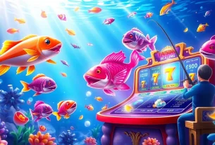 Bắn cá đổi thưởng gameplay scene showcasing colorful fish and interactive 3D casino features.