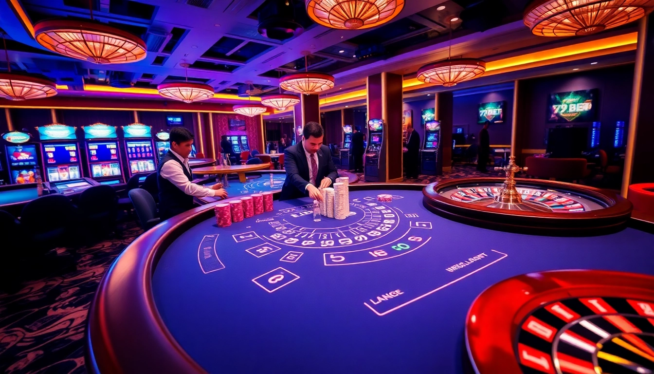 Experience the thrill of 789 BET at a vibrant casino table with enthusiastic players and exciting games.