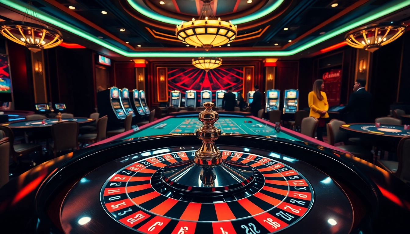 Experience thrilling gameplay with 22JL at a luxurious casino, showcasing roulette and high-stakes poker.