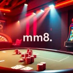 Experience thrilling gambling action at an mm8 casino poker table filled with chips and vibrant games.