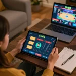 Player engaging with the Go88 app for online betting in a cozy environment