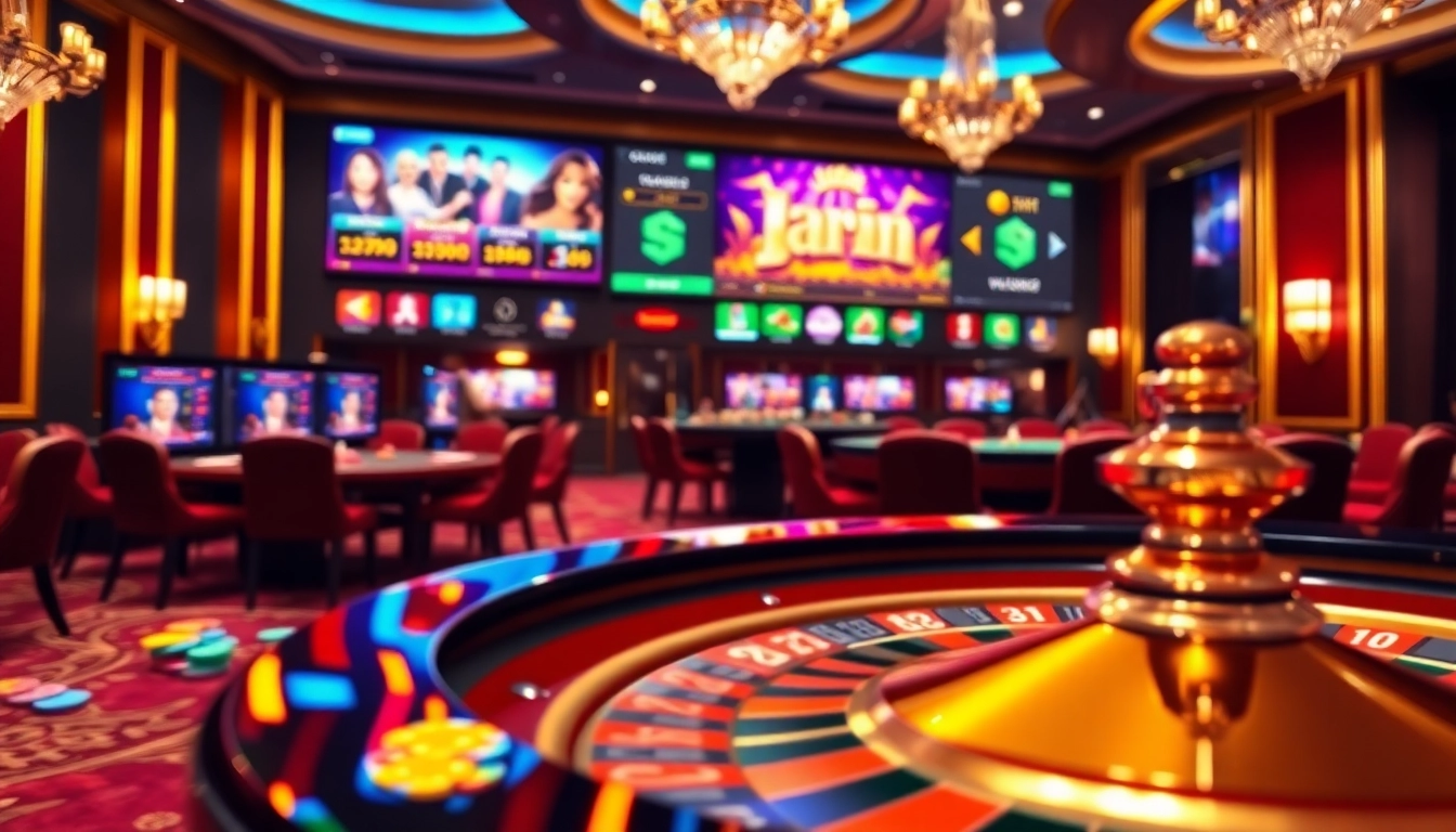Visual representation of online gambling experiences at https://tapdoankjc.com/, featuring roulette, chips, and luxury ambiance.