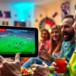 Engaging scene of football fans watching a match on https://socolive.network/ with high-definition clarity and excitement.