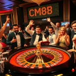 Gambling at a vibrant casino roulette table with CM88 prominently featured.
