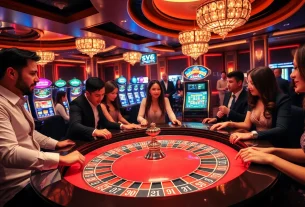 Gambling at SV66 casino with vibrant roulette and excited players.