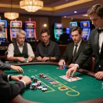 Experience thrilling blackjack gameplay at Ace96au Casino with intense focus and strategic moves.