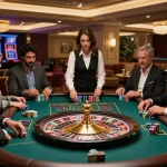 Engaging players at da ga88 betting on roulette in a luxurious casino environment.