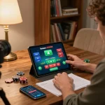 Engaging moment at nhà cái LODE88 as a player strategizes while playing blackjack online.