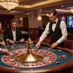 Experience the excitement of roulette at QQ888 with players strategizing their bets in a luxurious casino.