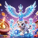 Rasakan kemenangan menarik dengan login 88main, menampilkan pemandangan menakjubkan dari burung phoenix, chip poker, dan koin.