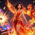 Spin the reels at ph33 casino, featuring an immersive scene with a stunning Asian woman and vibrant slot machine action.