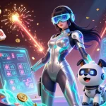 Rasakan keseruan bermain dengan pemandangan 3D yang cerah dari aplikasi tt789 yang menampilkan kasino bertema futuristik.