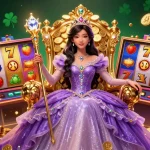 Immerse in the Luck8 casino experience with vibrant slot reels and a regal fairy-tale aesthetic.