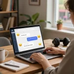 Engaging scene of a user interacting with an AI chat platform showcasing playful characters in an inviting home setting, exploring the realm of ai chat porn.
