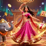 Engage with Slot Toto Naga303, featuring vibrant scenes of jackpot games surrounded by gold coins.
