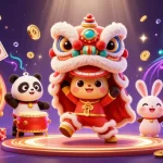 Engaging illustration of GG88 with animated characters celebrating, amidst vibrant casino elements and rich decorations.